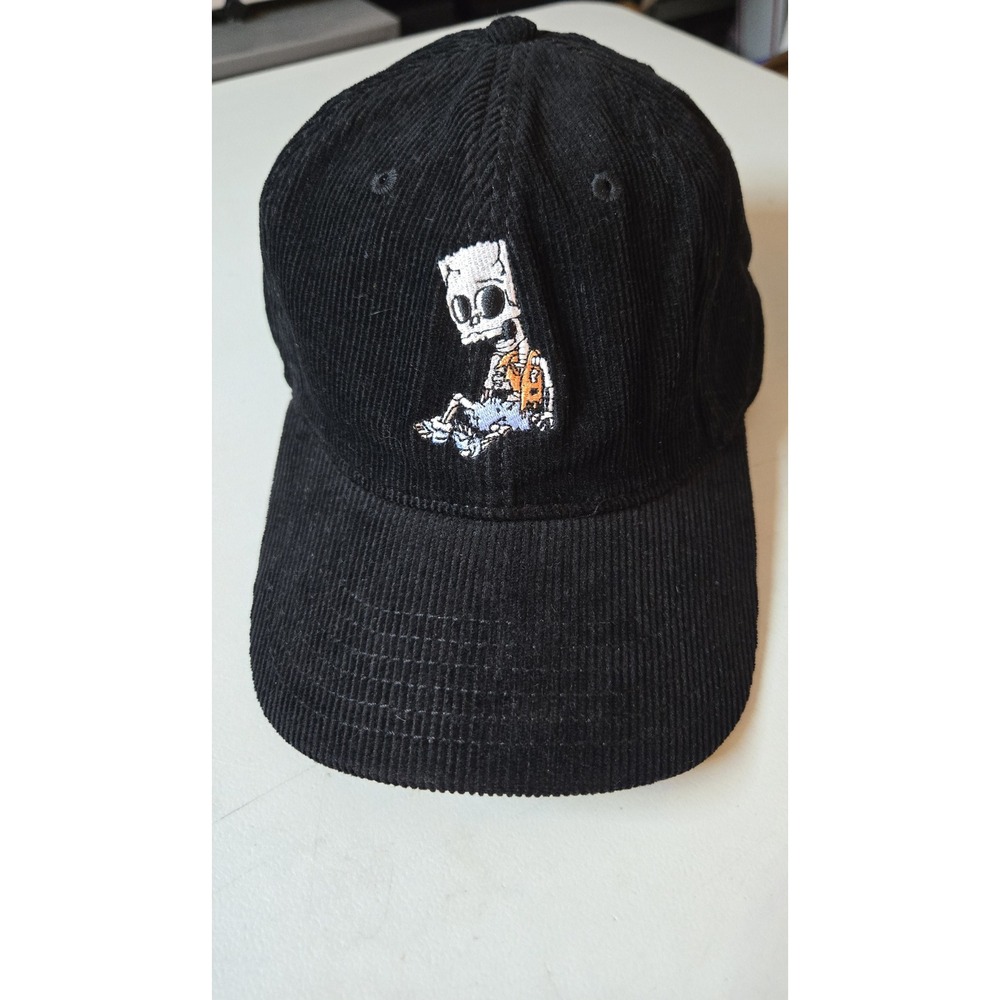 The Simpsons Bart Skeleton Corduroy Baseball Cap Black Mad Engine Adjustable